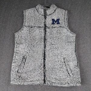 BOXERCRAFT U OF M UNIVERSITY OF MICHIGAN WOMENS GRAY SHERPA ZIP UP VEST SIZE L